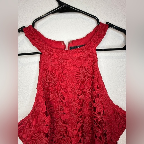Lulus Red Large Lace Cocktail Dress - Picture 2 of 11